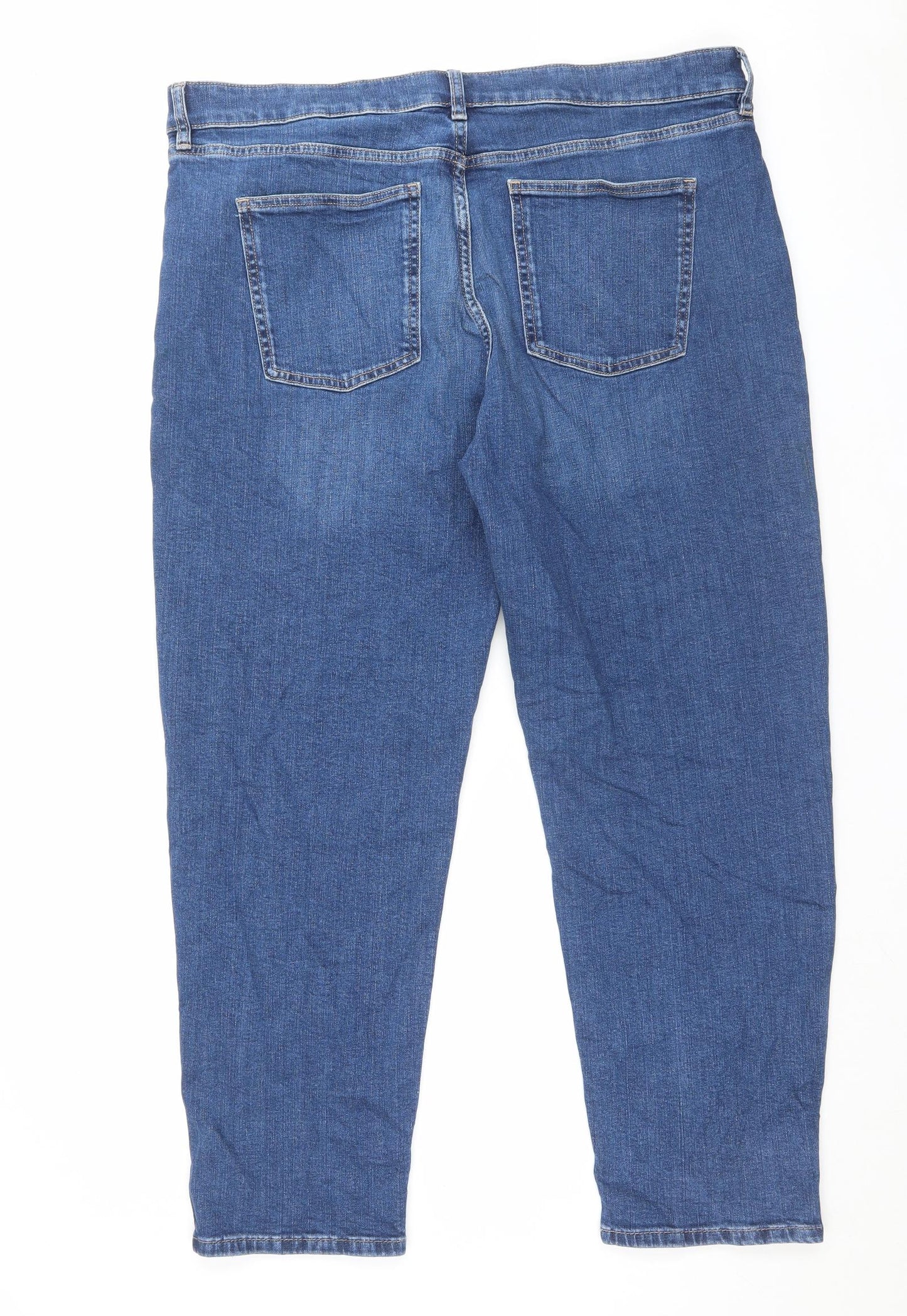 Marks and Spencer Womens Beige Cotton Boyfriend Jeans Size 20 L29 in Regular Button