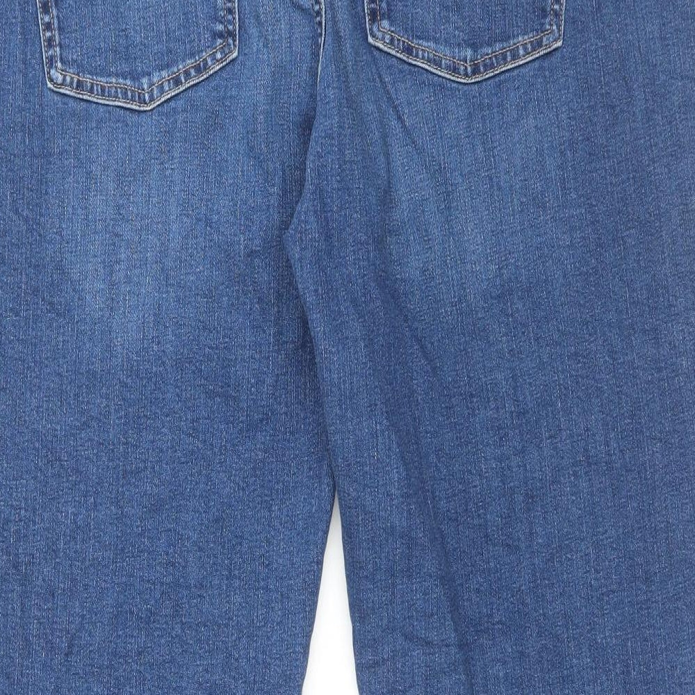 Marks and Spencer Womens Beige Cotton Boyfriend Jeans Size 20 L29 in Regular Button