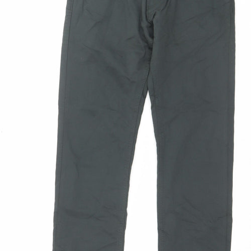 Marks and Spencer Mens Green Cotton Straight Jeans Size 28 in L29 in Slim Button