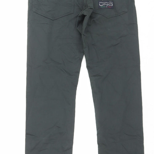 Marks and Spencer Mens Green Cotton Straight Jeans Size 28 in L29 in Slim Button