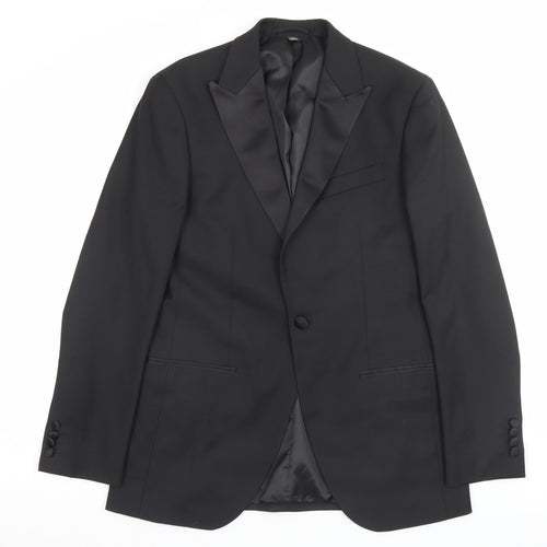 Marks and Spencer Mens Black Polyacrylate Fibre Jacket Suit Jacket Size 38
