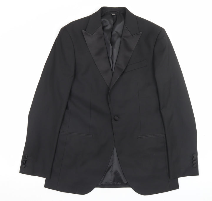 Marks and Spencer Mens Black Polyacrylate Fibre Jacket Suit Jacket Size 38