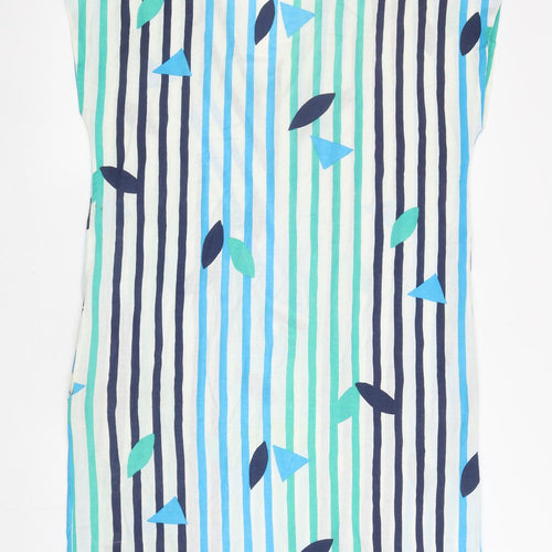 Merry Finn Womens White Striped Polyester Jumper Dress Size 14 V-Neck Button