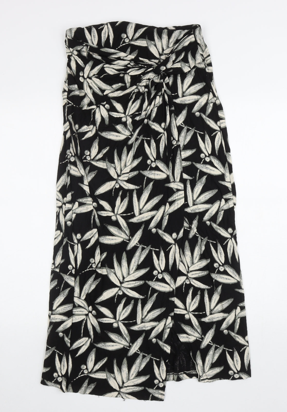 NEXT Womens Black Floral Viscose Wrap Skirt Size 12