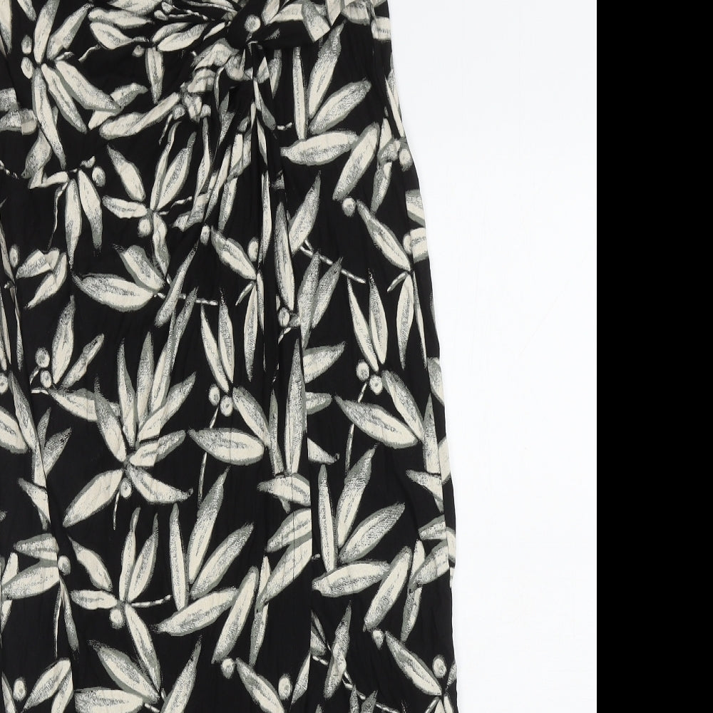 NEXT Womens Black Floral Viscose Wrap Skirt Size 12