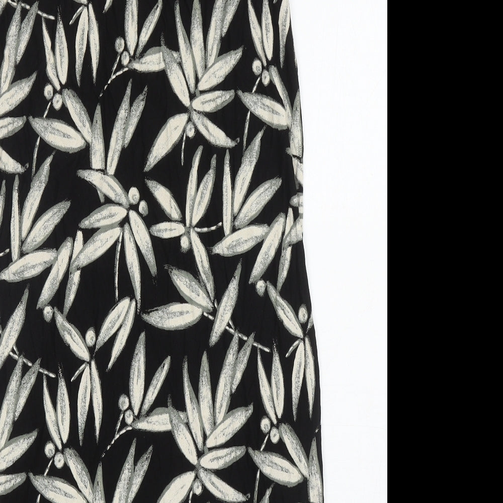 NEXT Womens Black Floral Viscose Wrap Skirt Size 12