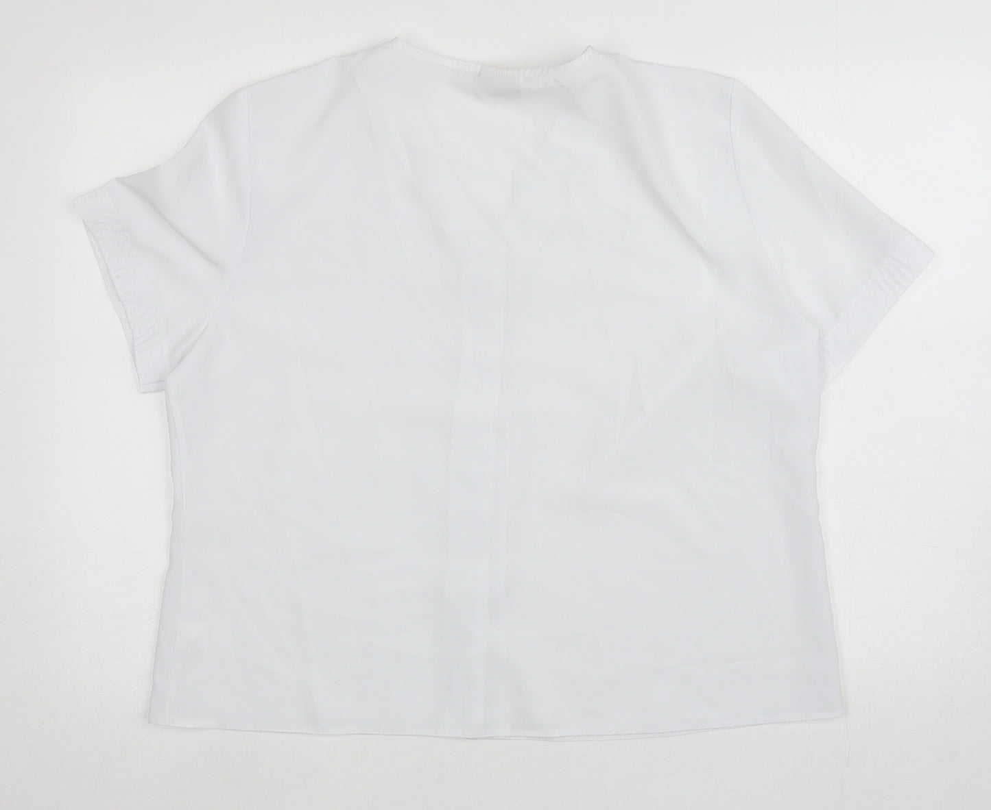Design Essentials Womens White Polyester Basic Button-Up Size 20 V-Neck