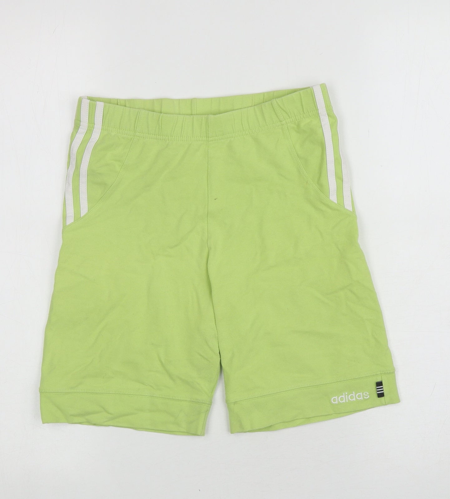 adidas Womens Green Cotton Compression Shorts Size M L6 in Regular - Logo