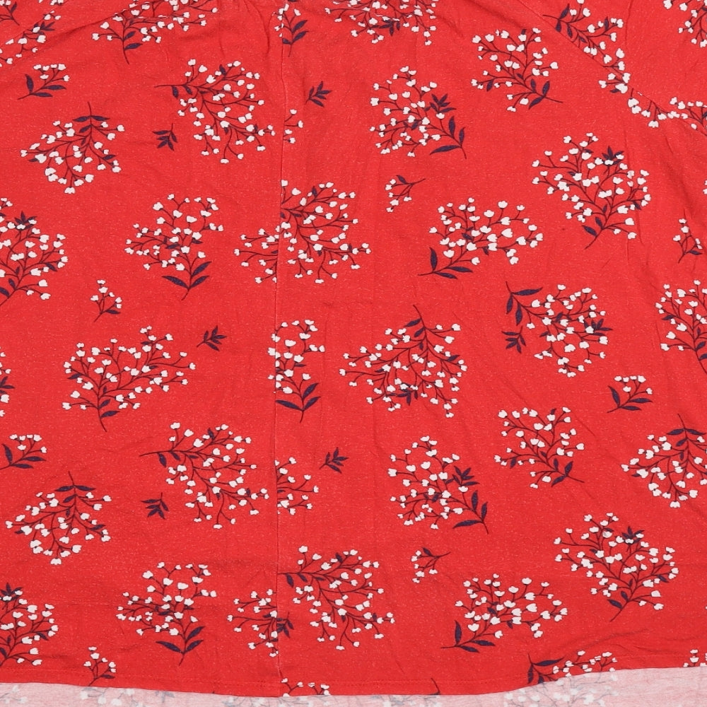 Evans Womens Red Floral Viscose Basic T-Shirt Size 22 Off the Shoulder