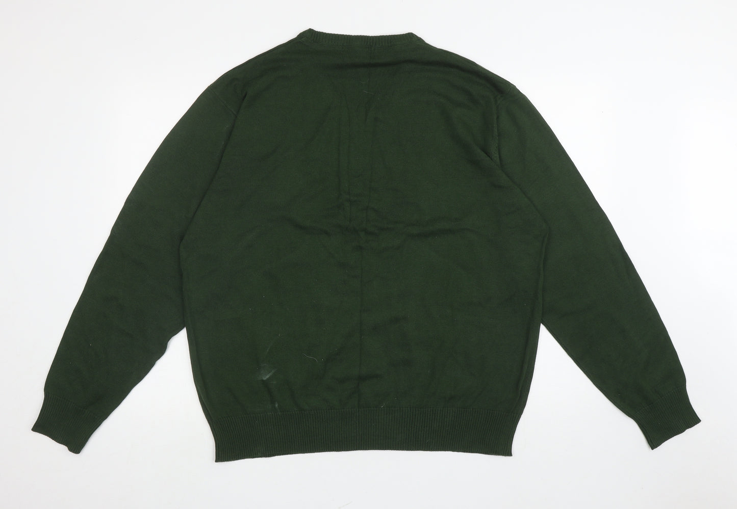 Custi Mikelo Mens Green V-Neck Cotton Pullover Jumper Size 3XL