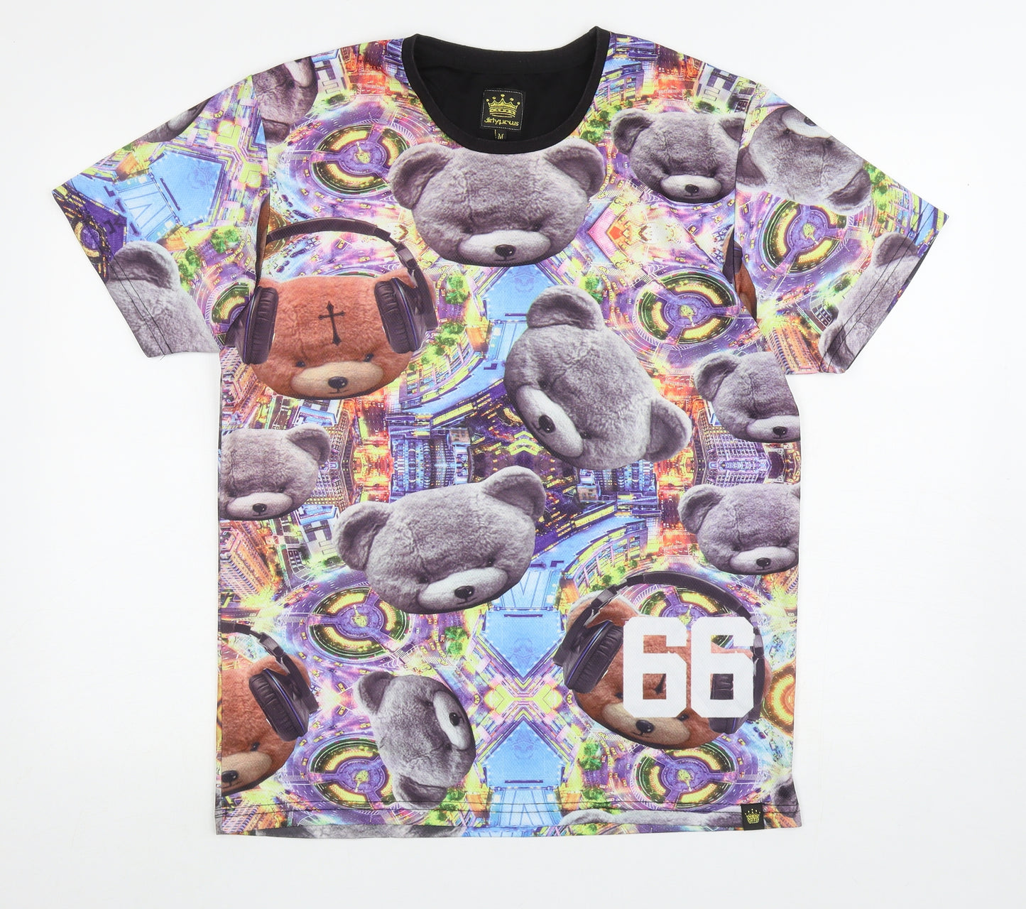 Dirty Smart Mens Multicoloured Geometric Polyester T-Shirt Size M Round Neck - Teddy Bears, 66