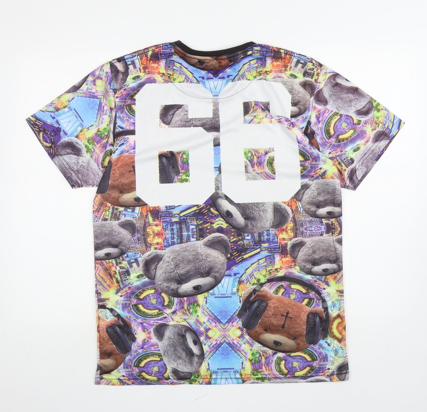 Dirty Smart Mens Multicoloured Geometric Polyester T-Shirt Size M Round Neck - Teddy Bears, 66