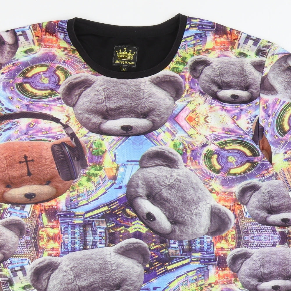 Dirty Smart Mens Multicoloured Geometric Polyester T-Shirt Size M Round Neck - Teddy Bears, 66