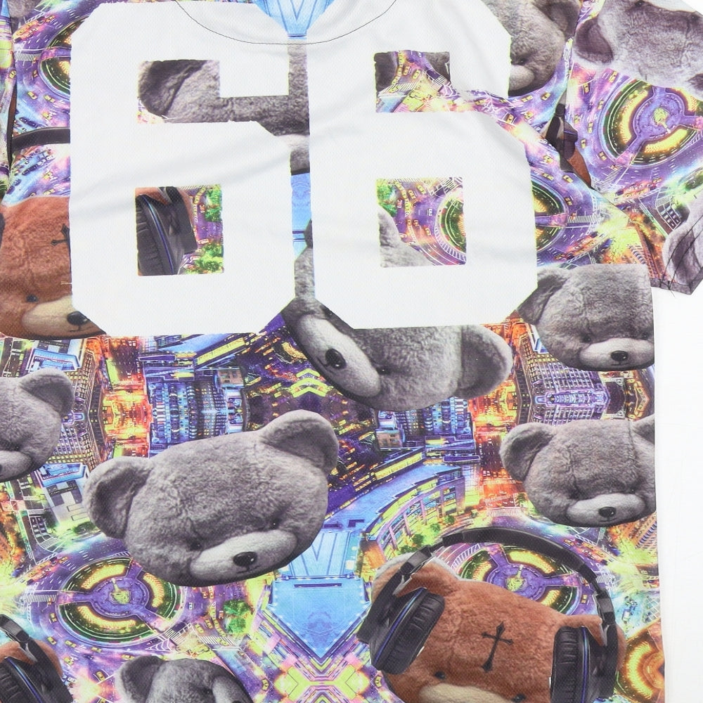 Dirty Smart Mens Multicoloured Geometric Polyester T-Shirt Size M Round Neck - Teddy Bears, 66