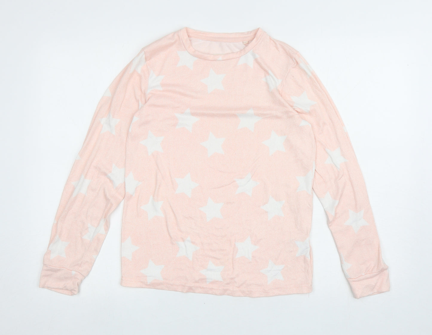 Jeff & Co Girls Pink Round Neck Geometric Polyester Pullover Jumper Size 12-13 Years Pullover - Stars