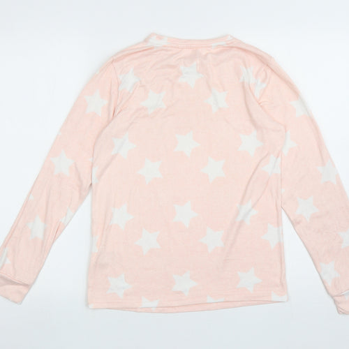 Jeff & Co Girls Pink Round Neck Geometric Polyester Pullover Jumper Size 12-13 Years Pullover - Stars