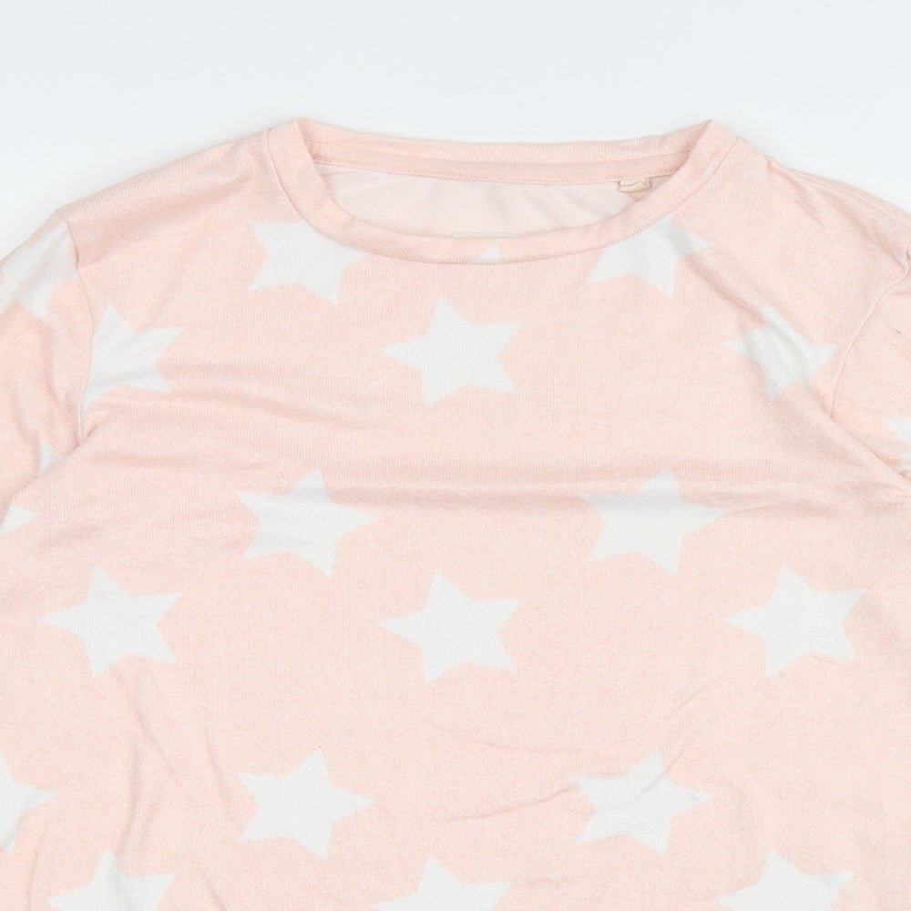 Jeff & Co Girls Pink Round Neck Geometric Polyester Pullover Jumper Size 12-13 Years Pullover - Stars