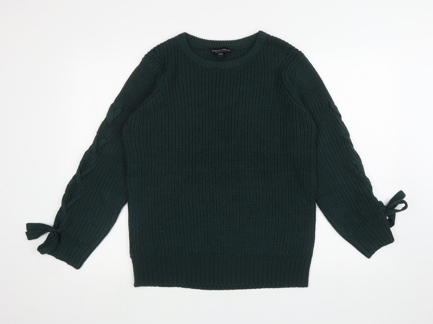Dorothy Perkins Womens Green Round Neck Acrylic Pullover Jumper Size 12