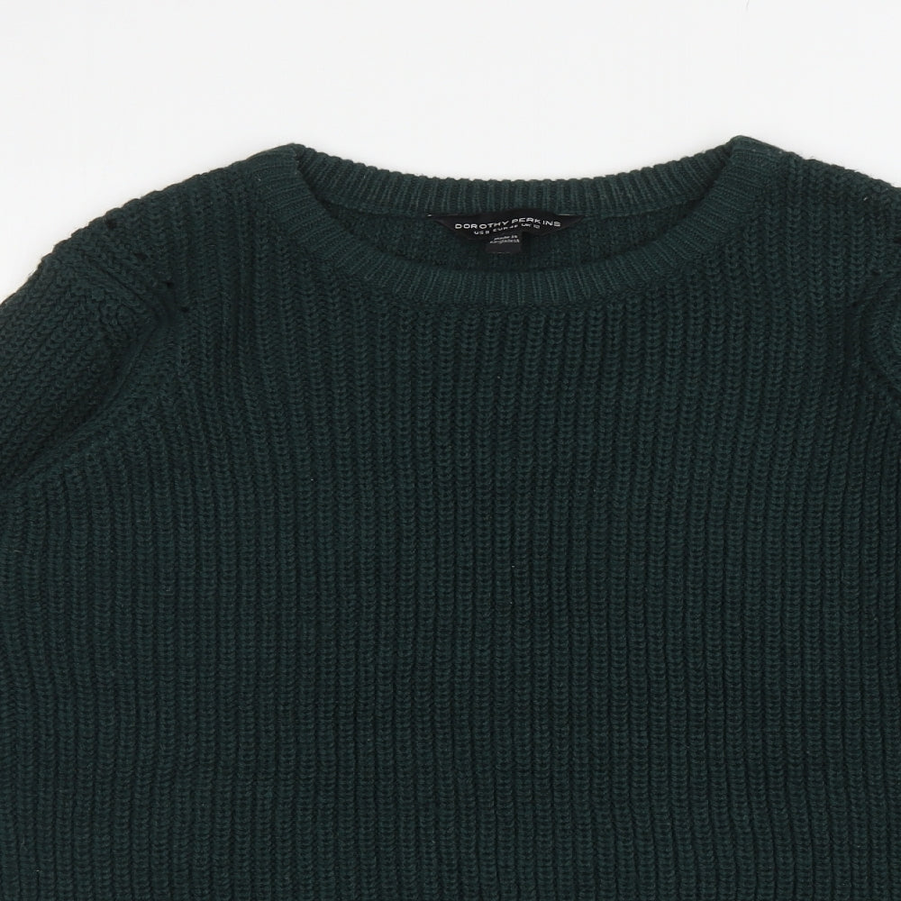 Dorothy Perkins Womens Green Round Neck Acrylic Pullover Jumper Size 12