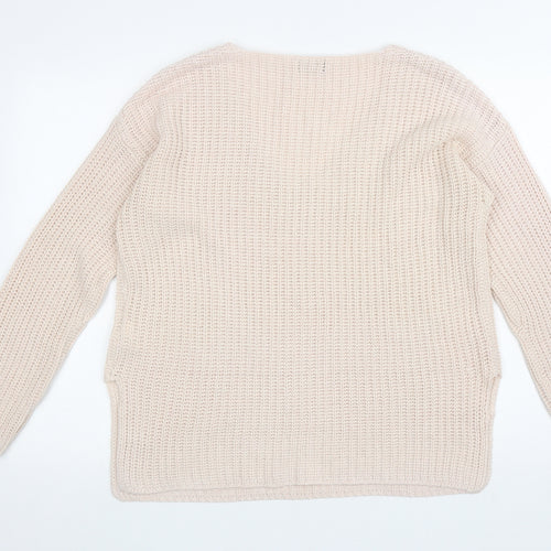 F&F Womens Pink V-Neck Acrylic Pullover Jumper Size 12
