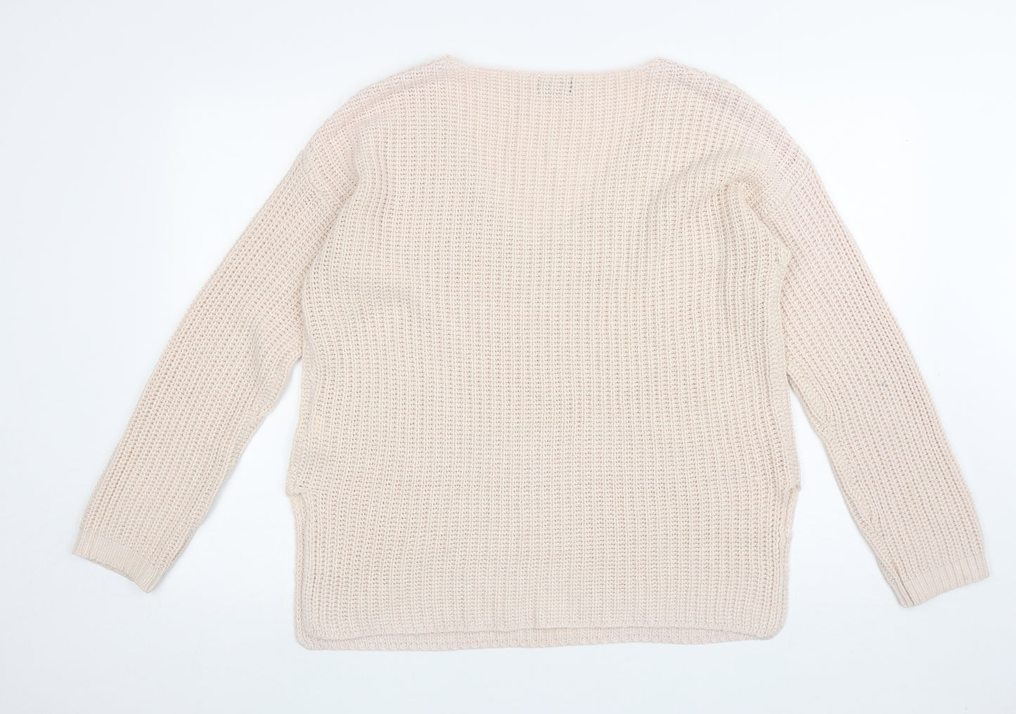 F&F Womens Pink V-Neck Acrylic Pullover Jumper Size 12