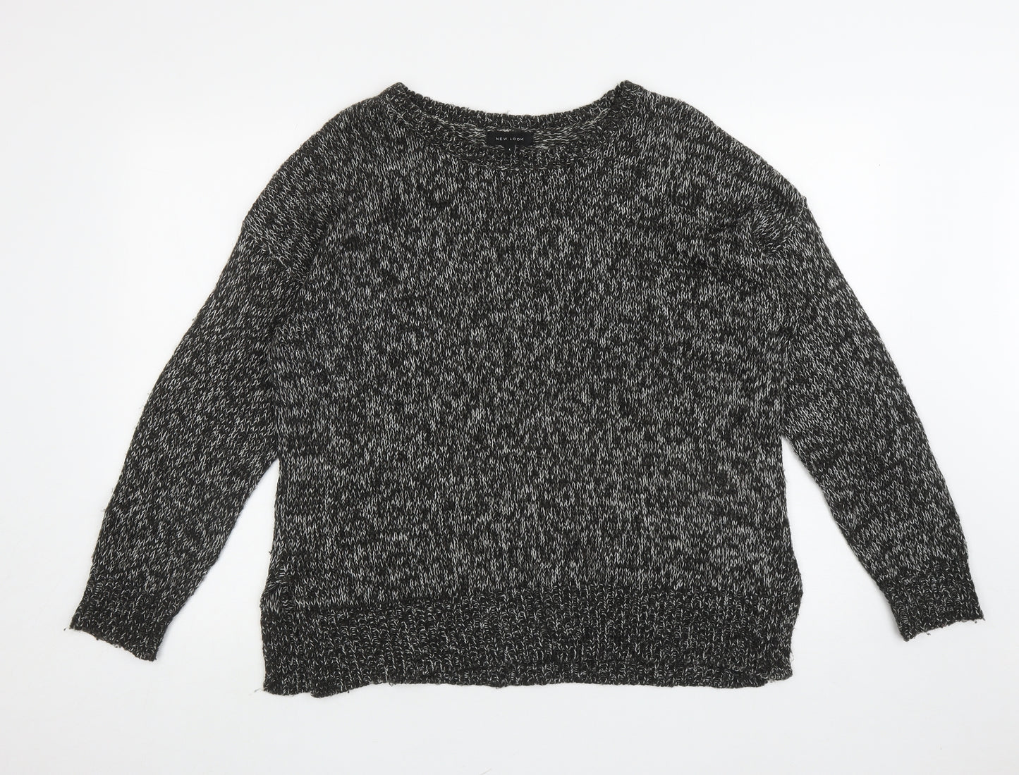 New Look Womens Grey Round Neck Acrylic Pullover Jumper Size L
