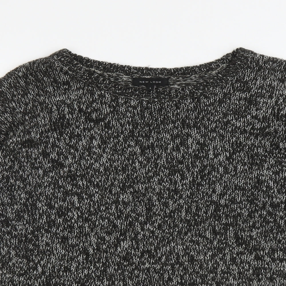 New Look Womens Grey Round Neck Acrylic Pullover Jumper Size L