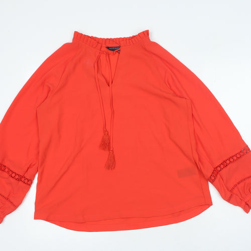 Marks and Spencer Womens Red Polyester Basic Blouse Size 10 V-Neck