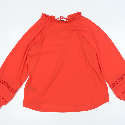 Marks and Spencer Womens Red Polyester Basic Blouse Size 10 V-Neck