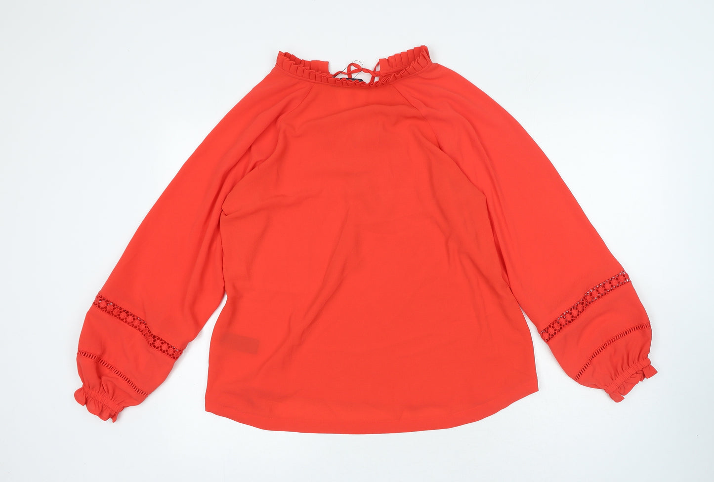 Marks and Spencer Womens Red Polyester Basic Blouse Size 10 V-Neck