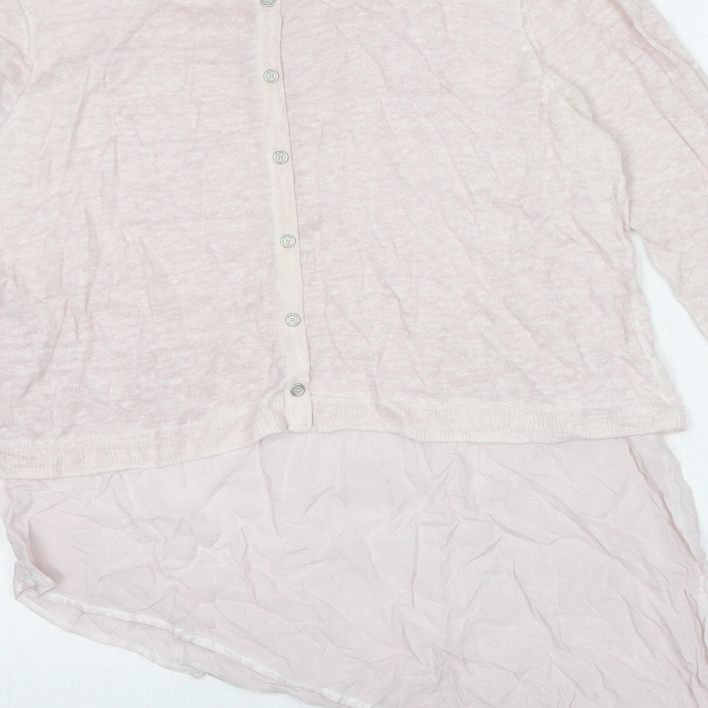 Mint Velvet Womens Pink Round Neck Linen Pullover Jumper Size 14 - Asymetric