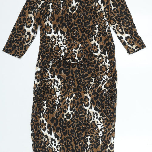 Boohoo Womens Multicoloured Animal Print Viscose Ball Gown Size 12 Round Neck Pullover