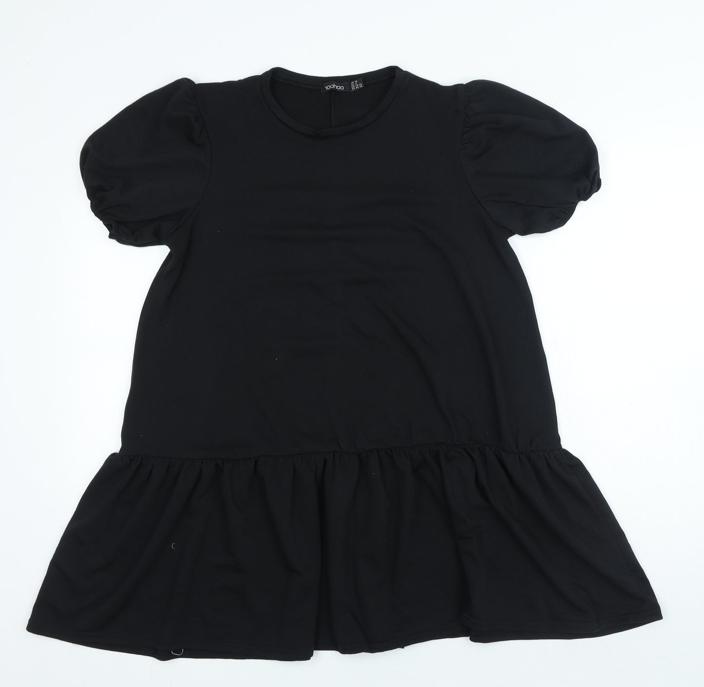 Boohoo Womens Black Polyester T-Shirt Dress Size 10 Round Neck Pullover
