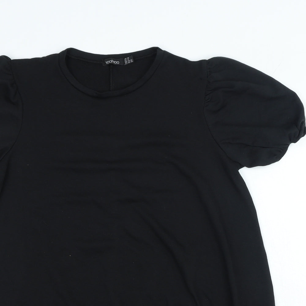 Boohoo Womens Black Polyester T-Shirt Dress Size 10 Round Neck Pullover