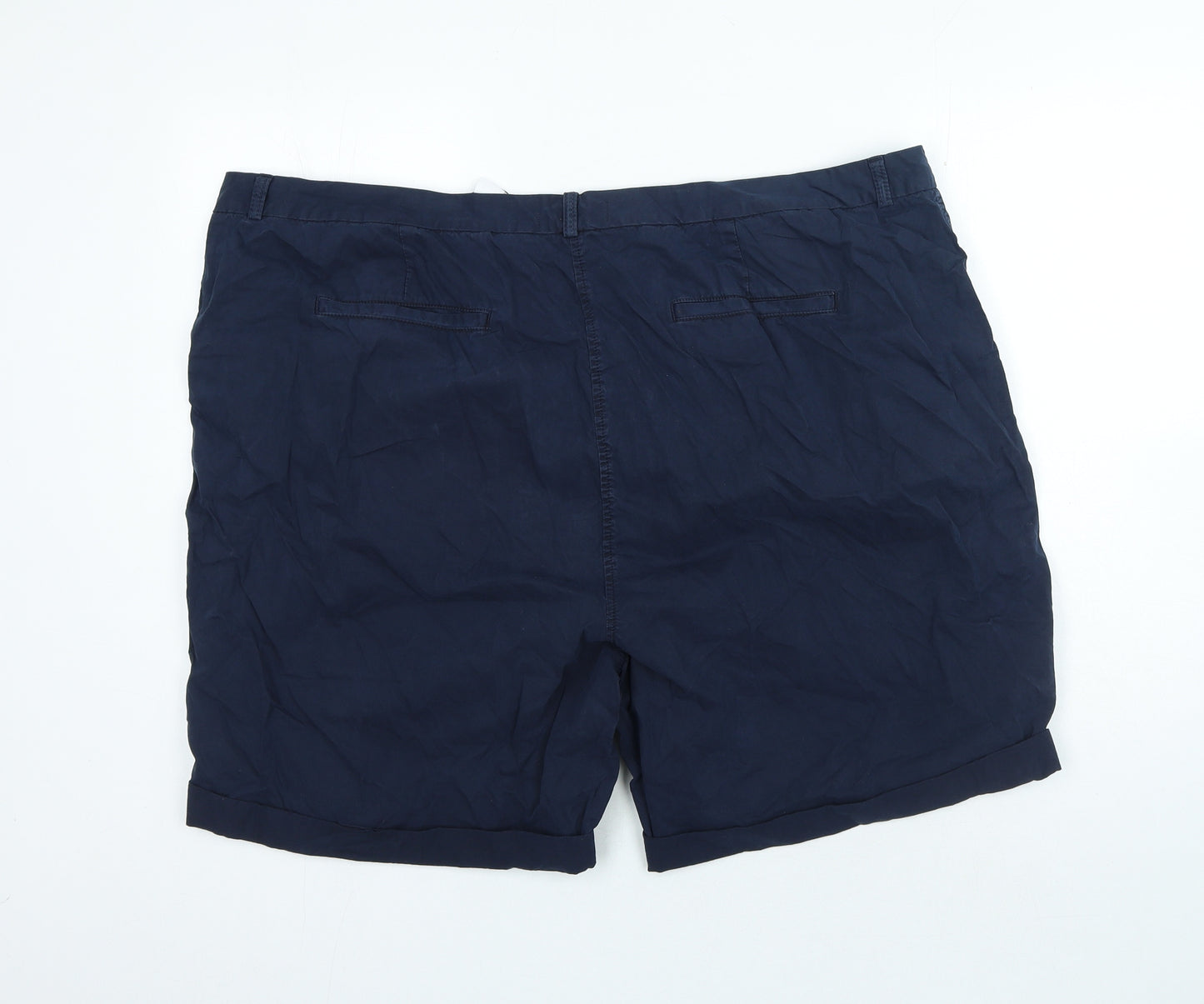 Marks and Spencer Womens Blue Cotton Chino Shorts Size 24 Regular Zip