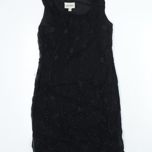 Principles Womens Black Viscose Mini Size 12 Round Neck Zip