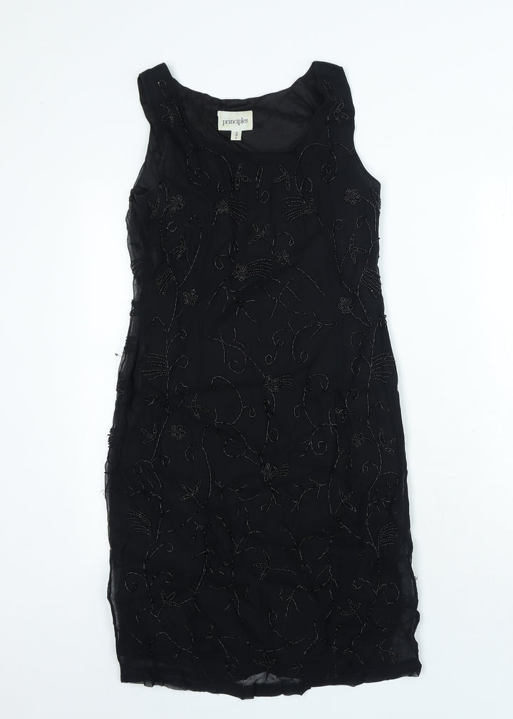 Principles Womens Black Viscose Mini Size 12 Round Neck Zip