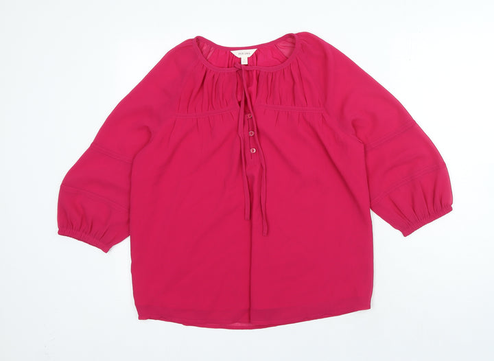 Per Una Womens Pink Polyester Basic Blouse Size 6 Round Neck