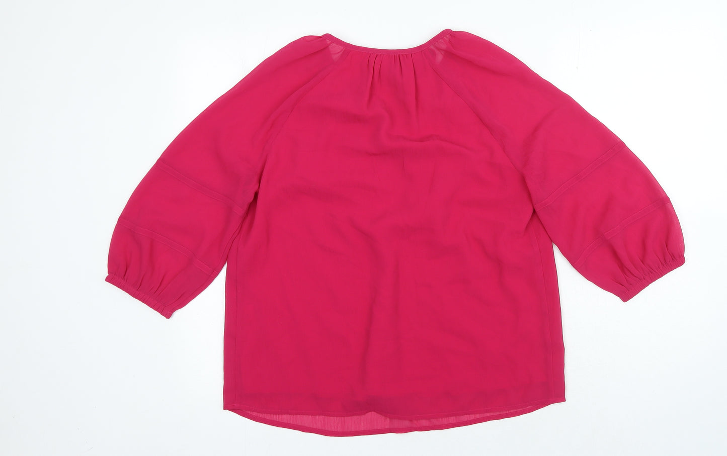 Per Una Womens Pink Polyester Basic Blouse Size 6 Round Neck