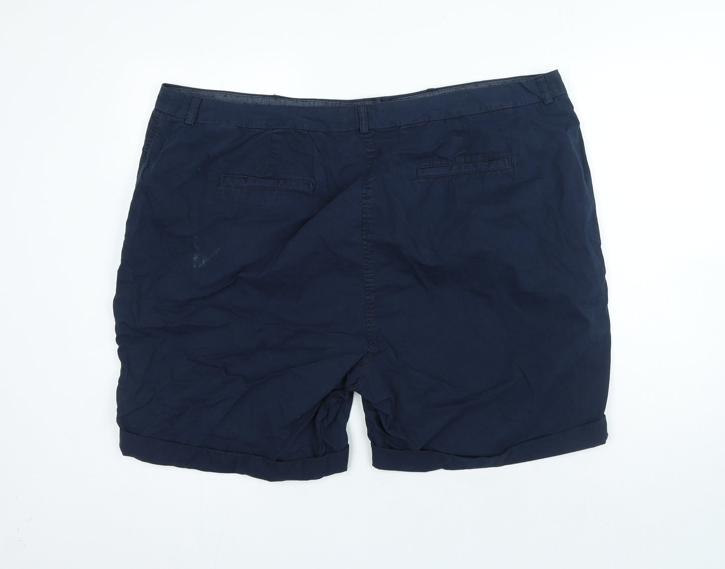 Marks and Spencer Womens Blue 100% Cotton Boyfriend Shorts Size 24 Regular Zip