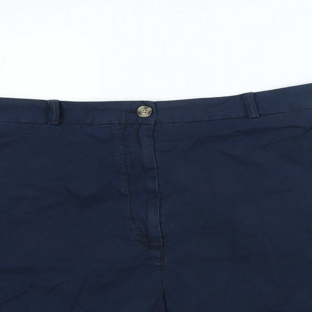 Marks and Spencer Womens Blue 100% Cotton Boyfriend Shorts Size 24 Regular Zip