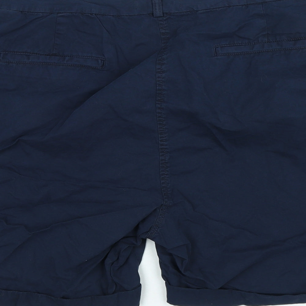Marks and Spencer Womens Blue 100% Cotton Boyfriend Shorts Size 24 Regular Zip