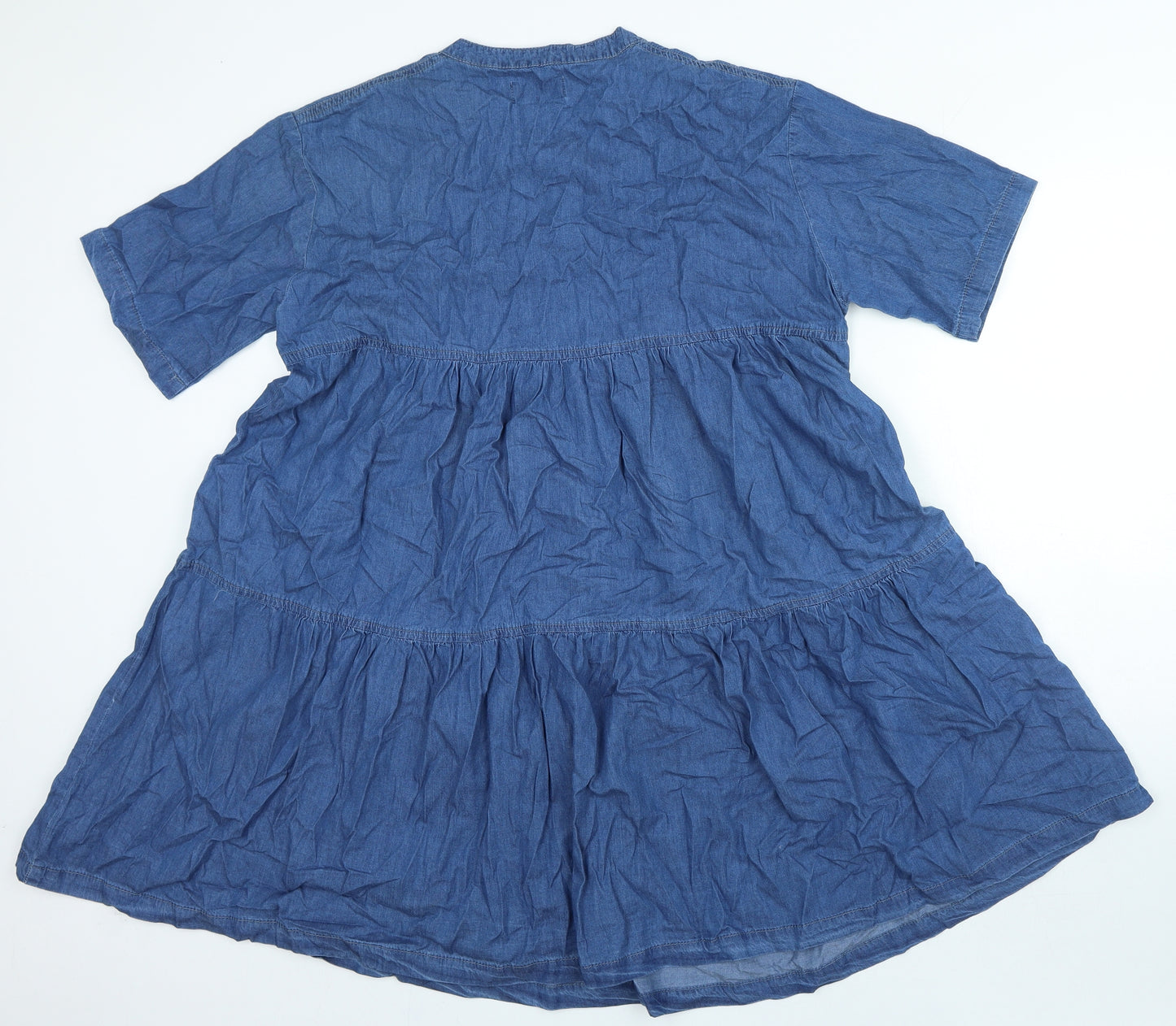 PRETTYLITTLETHING Womens Blue Cotton A-Line Size 14 Round Neck Zip