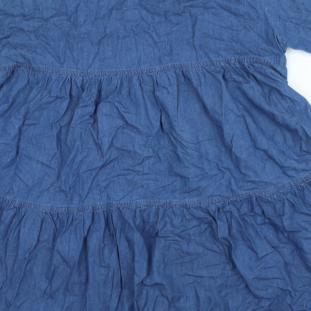 PRETTYLITTLETHING Womens Blue Cotton A-Line Size 14 Round Neck Zip