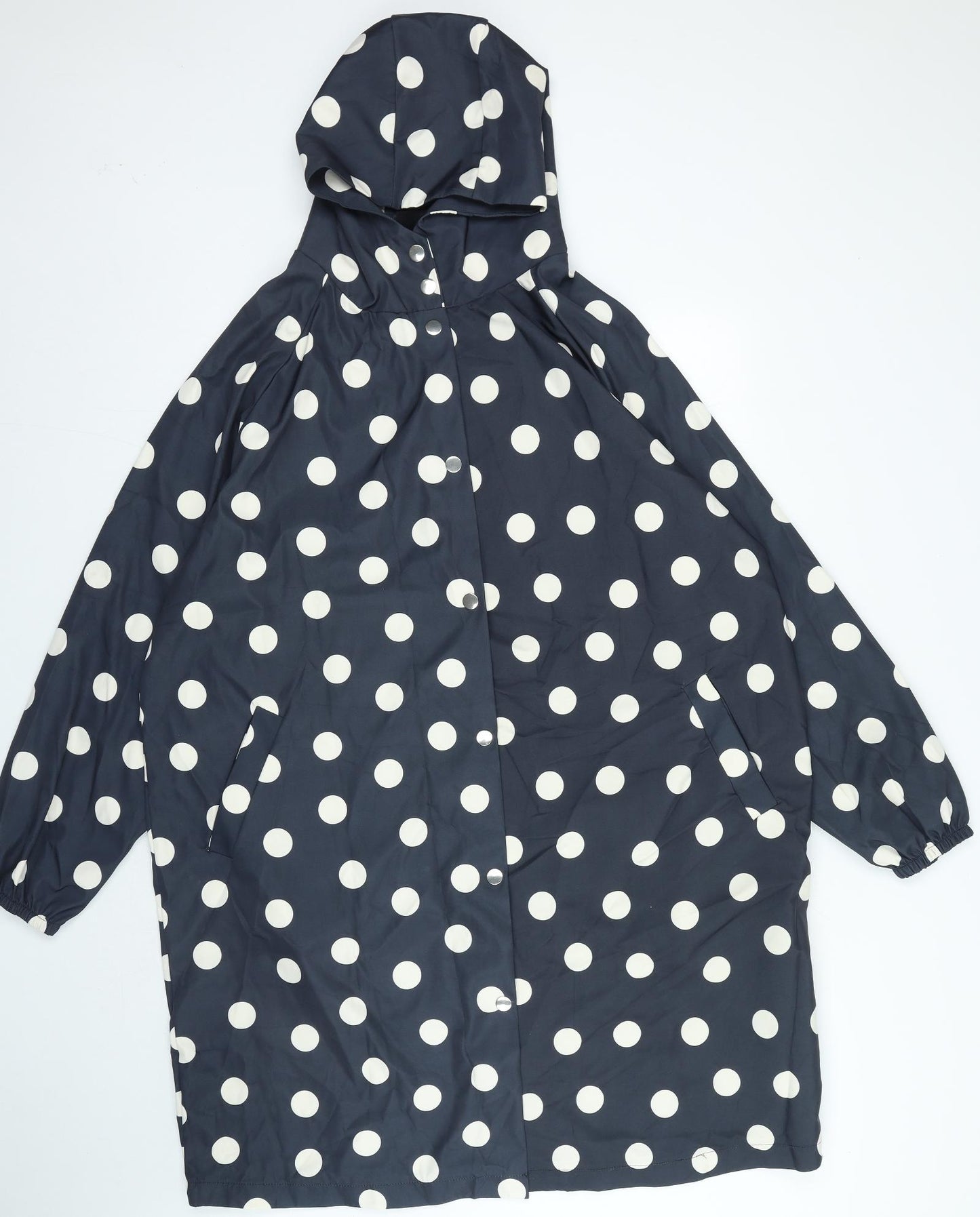 Yours Luxury Womens Blue Polka Dot Rain Coat Coat Size 20 Snap