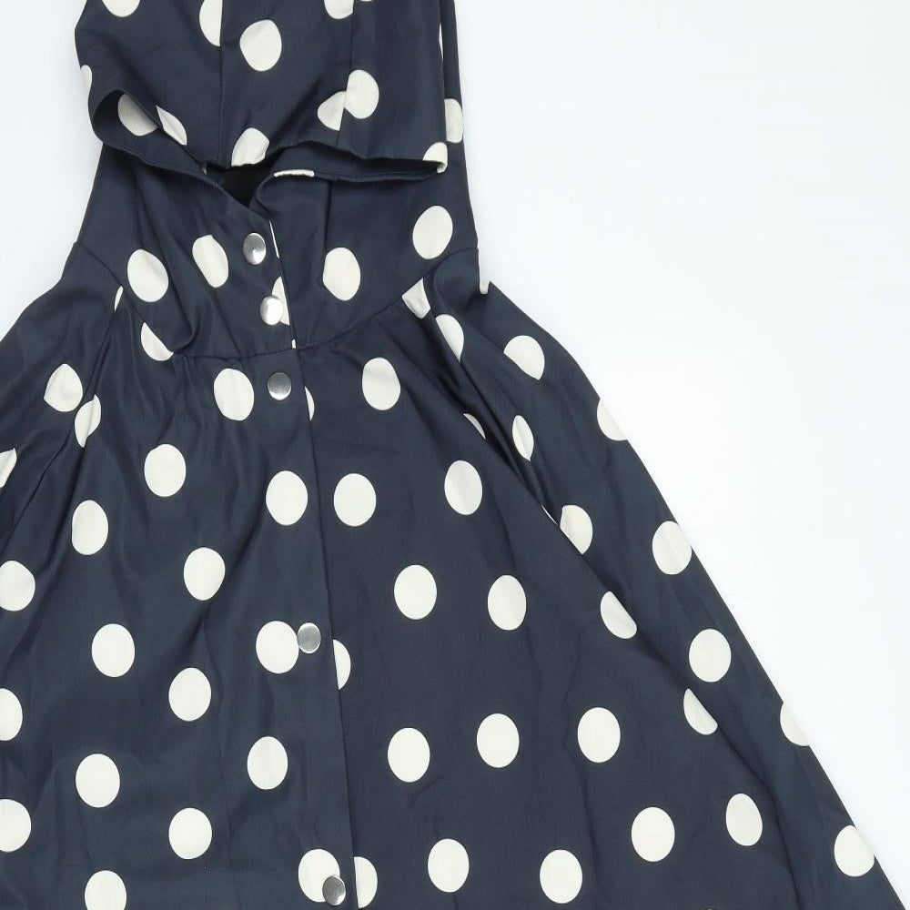 Yours Luxury Womens Blue Polka Dot Rain Coat Coat Size 20 Snap