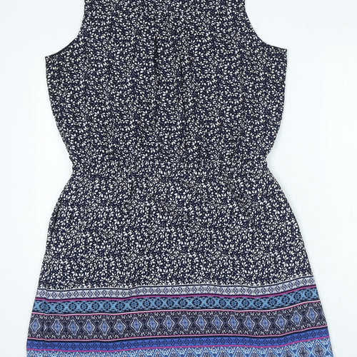 Gap Womens Blue Geometric Polyester A-Line Size M V-Neck Pullover - Elasticated Waist