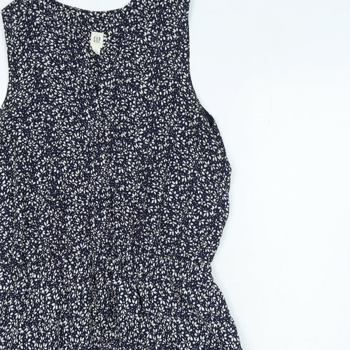 Gap Womens Blue Geometric Polyester A-Line Size M V-Neck Pullover - Elasticated Waist