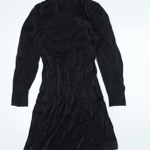 YAS Womens Black Polyester A-Line Size S Round Neck Zip