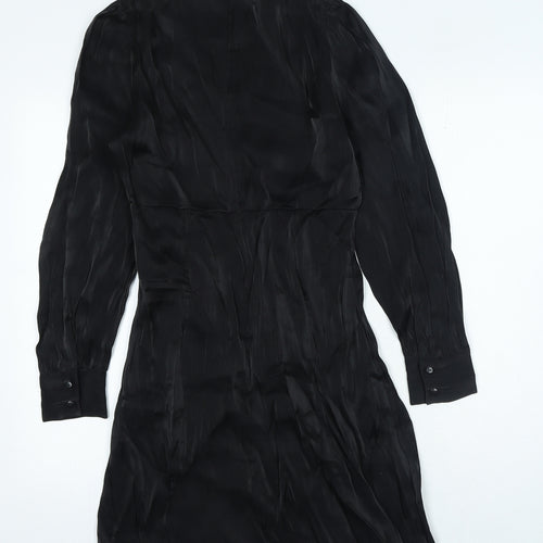 YAS Womens Black Polyester A-Line Size S Round Neck Zip